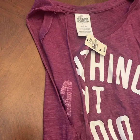 NWT PINK by Victoria’s Secret XS sleeveless workout shirt “Anything But Cardio” - Picture 4 of 4